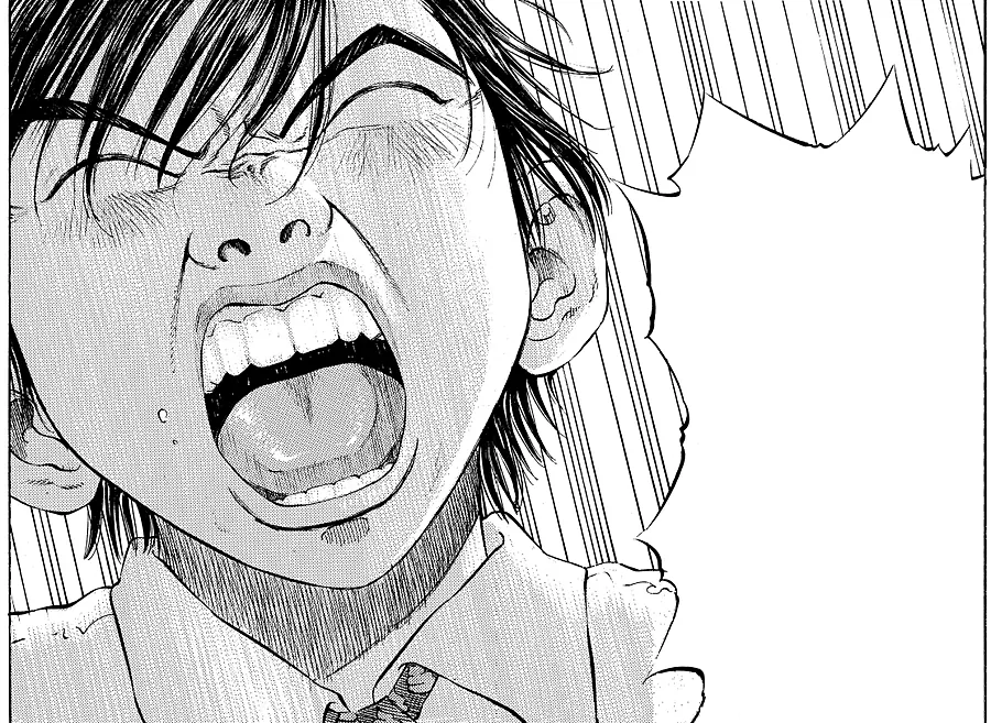Manga panel: a young doctor screaming at the top of his lungs.