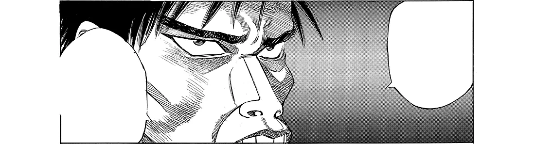 Manga panel: a stern senior doctor explaining something, very close up.