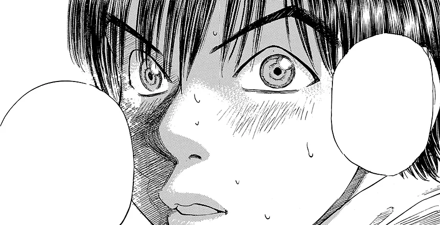 Manga panel: a wide-eyed, sweating young doctor between two speech balloons.