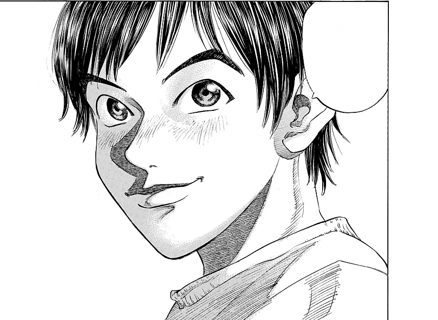 Manga panel: a young doctor smiling nervously.